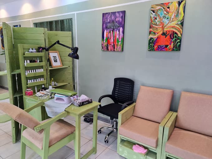 Beauty lounge and nail care station inside Malaika Lotus Spa and Gallery